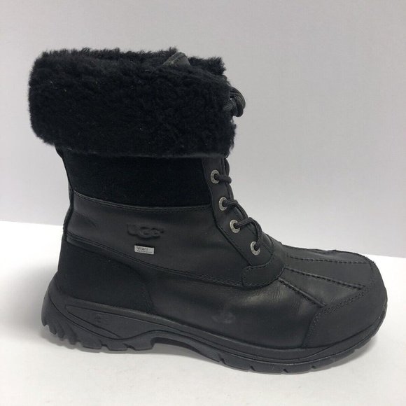UGG Men's Butte, Black Waterproof Winter Boots, Size 9M